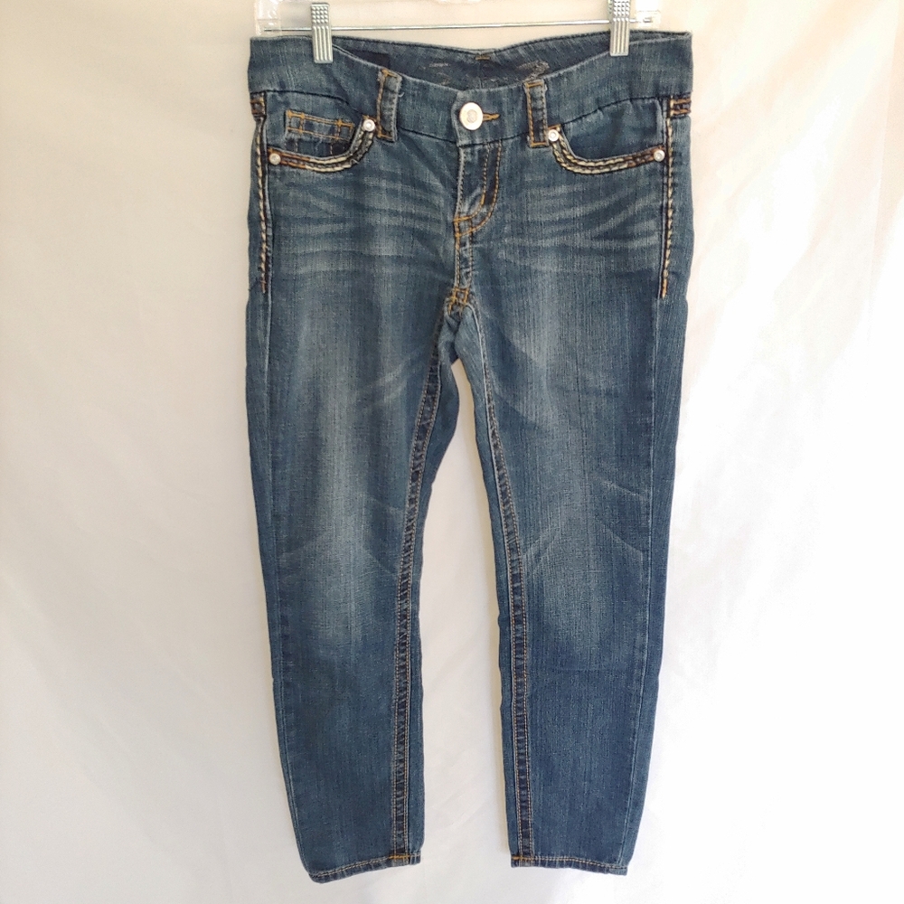 Seven 7 Blue Faded Wash Skinny Jeans